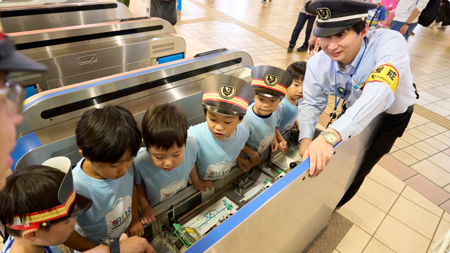 Child looking at train